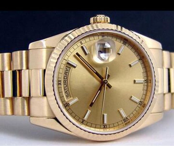 Luxury Men Automatic Stainless Steel Day Date 18K Gold Face Watches Best Price Business Mens Mechanical Movement Wrist watch Green Box Paper
Luxury Men Automatic Stainless Steel Day Date 18K Gold Face Watches Best Price Business Mens Mechanical Movement Wrist watch Green Box Paper