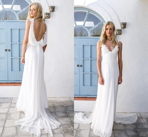 2016 summer beach long chiffon wedding dresses a line draped sweep train custom made white backless bridal gowns
2016 summer beach long chiffon wedding dresses a line draped sweep train custom made white backless bridal gowns
