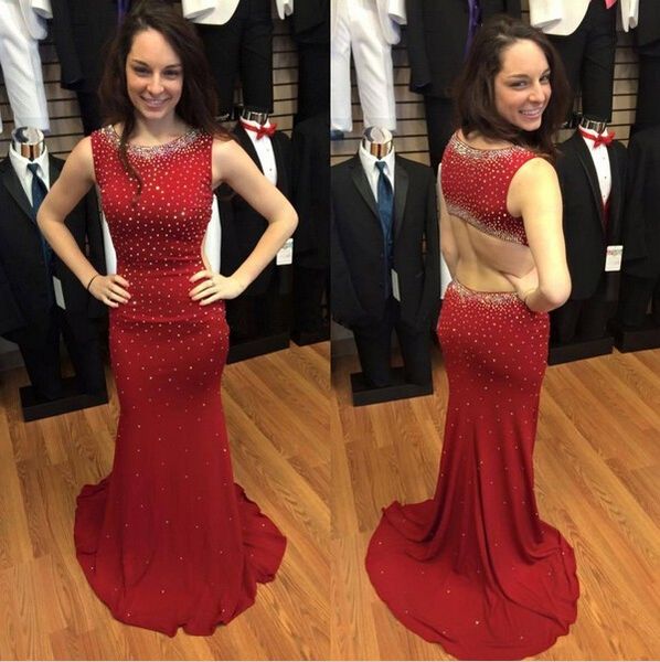sparking crystal beaded formal evening dresses 2016 crew sweep train vestidos de festa chiffon red mermaid formal prom party gowns, Black;red
sparking crystal beaded formal evening dresses 2016 crew sweep train vestidos de festa chiffon red mermaid formal prom party gowns, Black;red