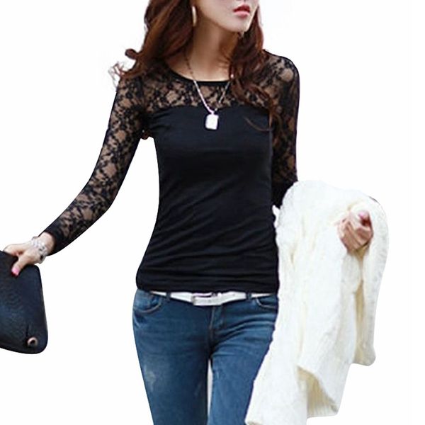 wholesale- blusas femininas 2015 spring autumn womens fashion slim shirt lace long sleeve o-neck leisure blouse black/white s-2xl
wholesale- blusas femininas 2015 spring autumn womens fashion slim shirt lace long sleeve o-neck leisure blouse black/white s-2xl
