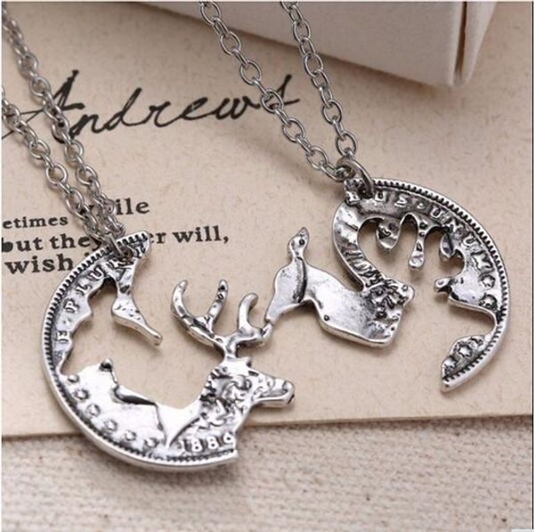 wholesale-fashion interlocking couples pendant coin puzzle necklace retro deer necklace, Silver
wholesale-fashion interlocking couples pendant coin puzzle necklace retro deer necklace, Silver
