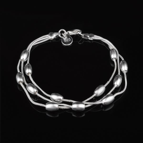 with tracking number sale 925 silver bracelet three lines with olive bead bracelet silver jewelry 20pcs/lot 1792, Black
with tracking number sale 925 silver bracelet three lines with olive bead bracelet silver jewelry 20pcs/lot 1792, Black