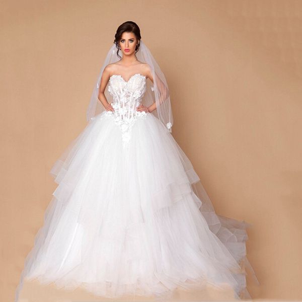 spring white wedding dresses lace applique back corset a line sweep train sheern tulle bridal gowns robe de soriee
spring white wedding dresses lace applique back corset a line sweep train sheern tulle bridal gowns robe de soriee