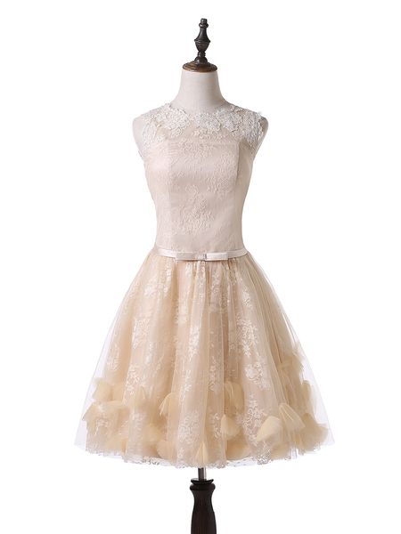 champagne short lace wedding dresses 2019 new scoop neckline sleeveless matched sash a-line knee length vintage bridal gowns real image w255, White
champagne short lace wedding dresses 2019 new scoop neckline sleeveless matched sash a-line knee length vintage bridal gowns real image w255, White