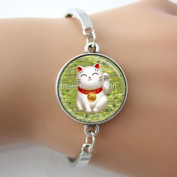 Lucky Cat picture Bangle Green Maneki Neko Good Luck Charm Japanese Art Pendant Glass dome photo bracelet GL007
Lucky Cat picture Bangle Green Maneki Neko Good Luck Charm Japanese Art Pendant Glass dome photo bracelet GL007