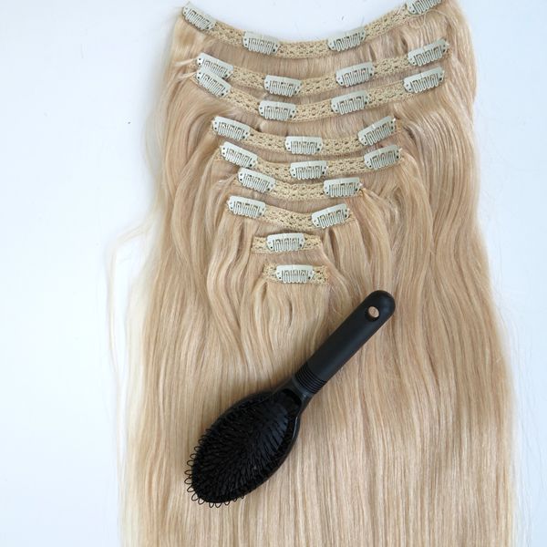 320g 9pcs/1set clip in hair extensions #60/platinum blonde 22inch brazilian indian remy human hair double drown, Black;brown
320g 9pcs/1set clip in hair extensions #60/platinum blonde 22inch brazilian indian remy human hair double drown, Black;brown
