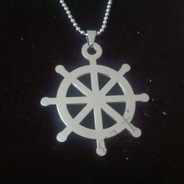rudder pendant sailor like stainless steel pendant and ball necklace, Silver 
rudder pendant sailor like stainless steel pendant and ball necklace, Silver