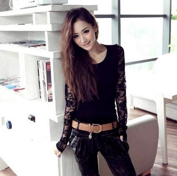 new fashion women lace long sleeve t shirt casual tees crochet women plus size o neck t shirt, White
new fashion women lace long sleeve t shirt casual tees crochet women plus size o neck t shirt, White