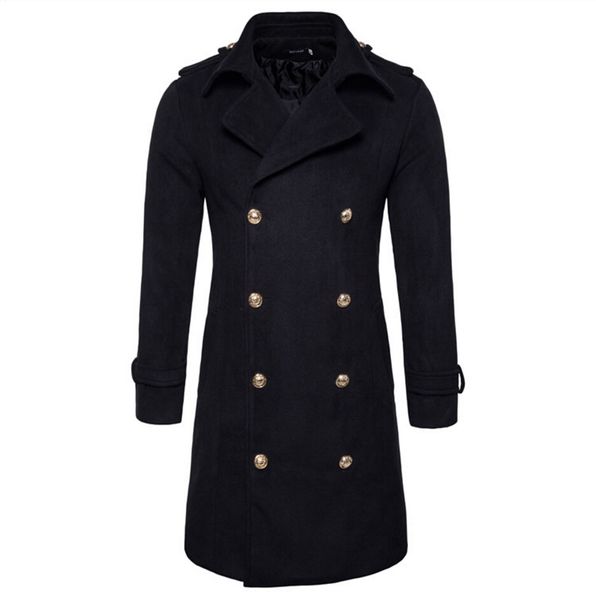 new men's metal double breasted coat winter men trench coat, Black
new men's metal double breasted coat winter men trench coat, Black