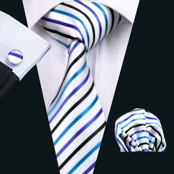 business stripe tie set blue white hanky cufflinks silk jacquard woven classic necktie n-0290, Black;blue
business stripe tie set blue white hanky cufflinks silk jacquard woven classic necktie n-0290, Black;blue