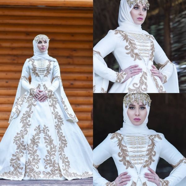gorgeous muslim ball gown wedding dresses long sleeves appliques bridal gowns sweep train crystal wedding dress custom made, White
gorgeous muslim ball gown wedding dresses long sleeves appliques bridal gowns sweep train crystal wedding dress custom made, White