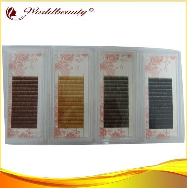 Wholesale-4 Tray Per Lot 5mm 6mm 7mm 8mm Black, Dark Brown ,med Brown And Light Brown,red Brown Silk Eyebrow Extensions