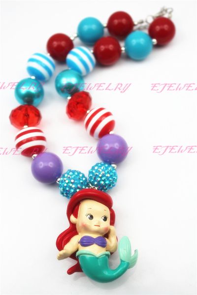 princess chunky bubblegum beaded girl necklace for kids red cb200, Silver 
princess chunky bubblegum beaded girl necklace for kids red cb200, Silver