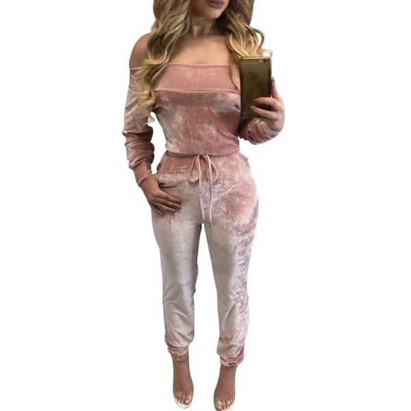 wholesale- off shoulder autumn winter women jumpsuit slash neck long sleeve velvet one piece feminino solid slim romper warm overalls, Black;white
wholesale- off shoulder autumn winter women jumpsuit slash neck long sleeve velvet one piece feminino solid slim romper warm overalls, Black;white