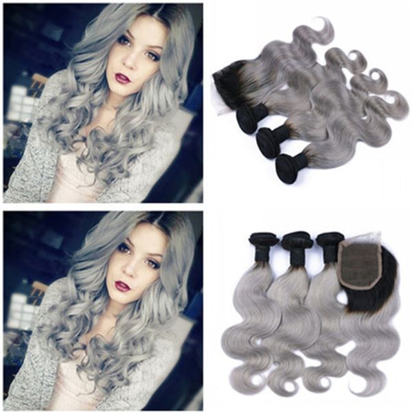 malaysian ombre 4x4 lace closure with 3bundles #1b/grey two tone colored human hair with closure body wave silver grey ombre weaves, Black;brown
malaysian ombre 4x4 lace closure with 3bundles #1b/grey two tone colored human hair with closure body wave silver grey ombre weaves, Black;brown