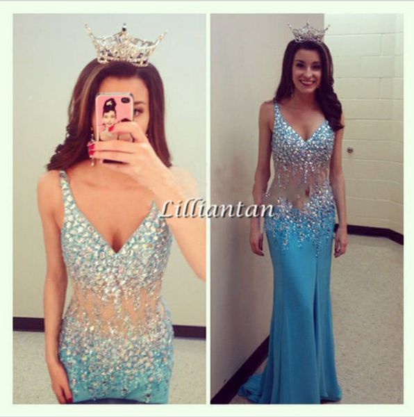 luxury crystal blue prom pageant dresses 2016 sparkly diamond vestido de festa longo v-neck sheer waist evening party dresses open back, Black
luxury crystal blue prom pageant dresses 2016 sparkly diamond vestido de festa longo v-neck sheer waist evening party dresses open back, Black