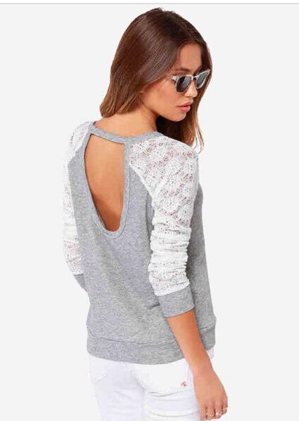 new fashion long sleeve t shirt women lace patchwork t-shirt women plus size xxl gray tshirt women casual tee, White
new fashion long sleeve t shirt women lace patchwork t-shirt women plus size xxl gray tshirt women casual tee, White