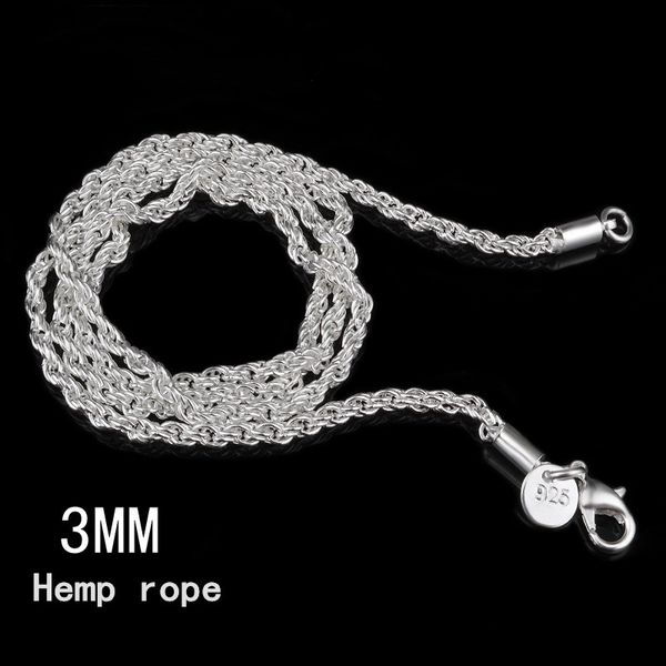 50pcs/lot wholesale 925 sterling sliver plated jewelry necklace 3mm rope chain long necklaces women party gift, Silver
50pcs/lot wholesale 925 sterling sliver plated jewelry necklace 3mm rope chain long necklaces women party gift, Silver