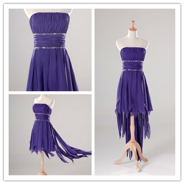 romantic high low cocktail dress purple 2016 strapless beaded party dress short front long back gowns, Black
romantic high low cocktail dress purple 2016 strapless beaded party dress short front long back gowns, Black