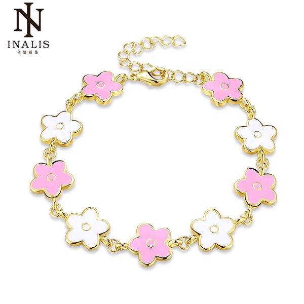 wholesale- inalis gold pink color enamel drop oil flower bracelets for women girl female child jewelry gift, Golden;silver
wholesale- inalis gold pink color enamel drop oil flower bracelets for women girl female child jewelry gift, Golden;silver