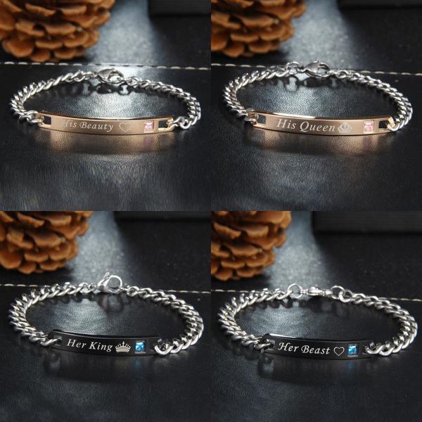 2018 new design titanium bracelets her king his queen couple bracelet & bangle for women men valentine's day birthday christmas gift d1, Black
2018 new design titanium bracelets her king his queen couple bracelet & bangle for women men valentine's day birthday christmas gift d1, Black