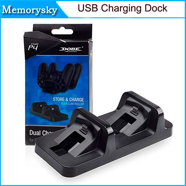 

new wireless dual usb charging dock station stand for playstation 4 ps4 game controller black charger for dualshock 4 handle in stock 010205