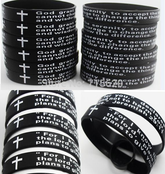 wholesale-200pcs english lord's prayer & serenity prayer silicone bracelets wholesale men's fashion jewelry lots, Black
wholesale-200pcs english lord's prayer & serenity prayer silicone bracelets wholesale men's fashion jewelry lots, Black