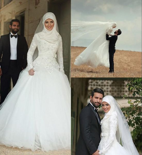 2017 full lace elegant muslim wedding dresses lace appliqued high neck long sleeves wedding dress a-line sweep train white bridal gown 
2017 full lace elegant muslim wedding dresses lace appliqued high neck long sleeves wedding dress a-line sweep train white bridal gown