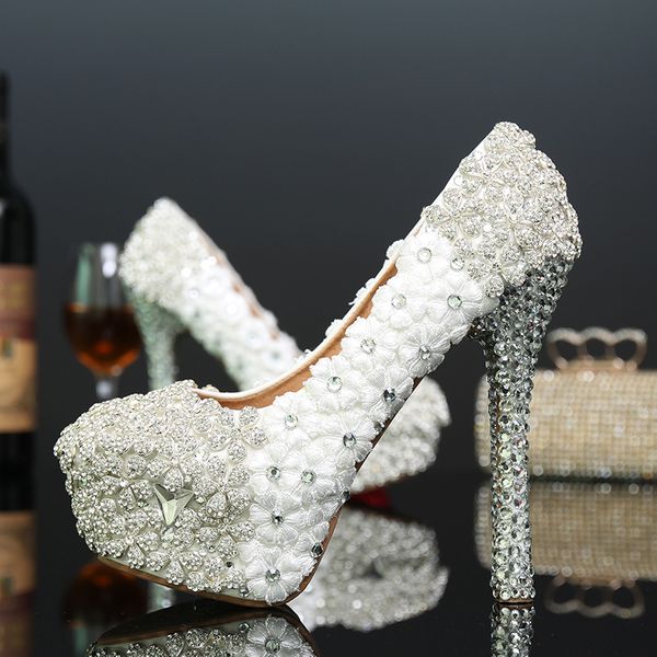 new arrived white flower ladies high heels shoes rhinestone bridal wedding dress shoes woman stiletto heels party proms shoes, Black
new arrived white flower ladies high heels shoes rhinestone bridal wedding dress shoes woman stiletto heels party proms shoes, Black