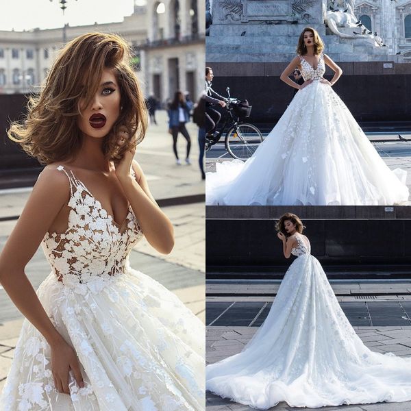 charming beaded backless wedding dresses a line v neck bridal gowns lace appliqued tulle vestido de novia, White
charming beaded backless wedding dresses a line v neck bridal gowns lace appliqued tulle vestido de novia, White
