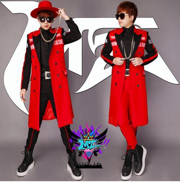 a male singer fashionable nightclub runway looks red and black letters double-breasted long suit costumes. s - 6 xl, Black;red
a male singer fashionable nightclub runway looks red and black letters double-breasted long suit costumes. s - 6 xl, Black;red