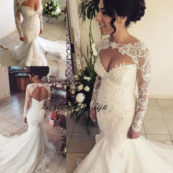keyhole mermaid wedding dresses with long sleeve jacket 2018 modest hollow out sweetheart fishtail custom make lace floral wedding gown, White
keyhole mermaid wedding dresses with long sleeve jacket 2018 modest hollow out sweetheart fishtail custom make lace floral wedding gown, White