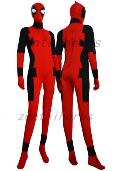 deadpool costume red and black premium zentai suit, Black;red