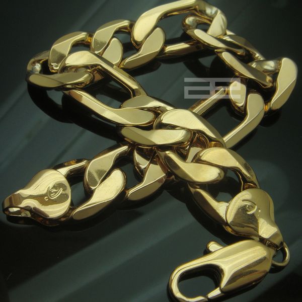 men's 18k gold gf curb rings link fine bracelets jewellery b129, Black 
men's 18k gold gf curb rings link fine bracelets jewellery b129, Black