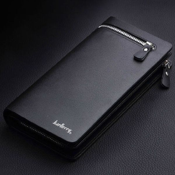 Men Leather Bifold Credit Card Holder Wallet Checkbook Zip Coin Purse Clutch
