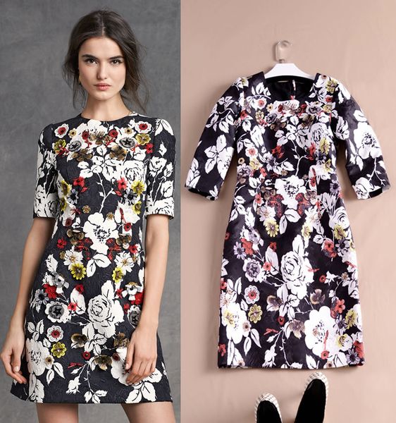 floral flower print women sheath dress jacquard short sleeve dresses 110822, Black;gray
floral flower print women sheath dress jacquard short sleeve dresses 110822, Black;gray