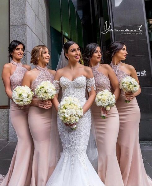 halter sleeveless mermaid bridesmaid dresses 2020 new lace long train maid of honor gowns country style wedding guest party wear, White;pink
halter sleeveless mermaid bridesmaid dresses 2020 new lace long train maid of honor gowns country style wedding guest party wear, White;pink