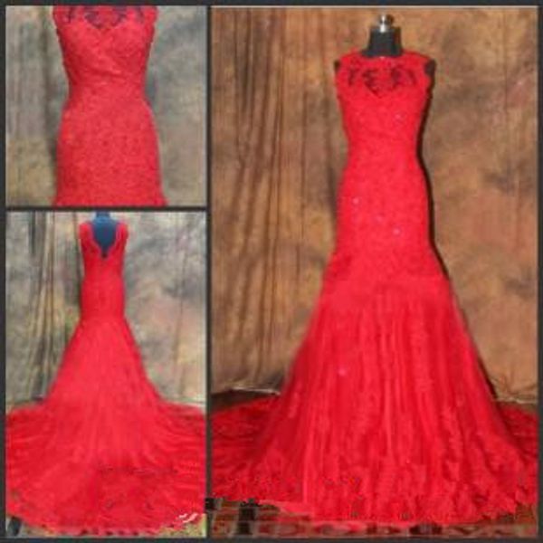 mermaid red wedding dresses jewel neck beaded lace sweep train classic design bridal gowns zipper back custom made w1044, White
mermaid red wedding dresses jewel neck beaded lace sweep train classic design bridal gowns zipper back custom made w1044, White