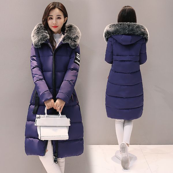 wholesale- 2017 fashion large fur collar winter parka women thickening warm ladies coat slim long clothing plus size jacket female coats, Black
wholesale- 2017 fashion large fur collar winter parka women thickening warm ladies coat slim long clothing plus size jacket female coats, Black