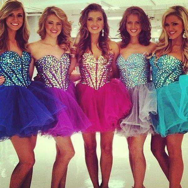 short homecoming dresses 2019 sweetheart crystals tulle a-line short prom gowns lace up back custom made h59, Blue;pink
short homecoming dresses 2019 sweetheart crystals tulle a-line short prom gowns lace up back custom made h59, Blue;pink