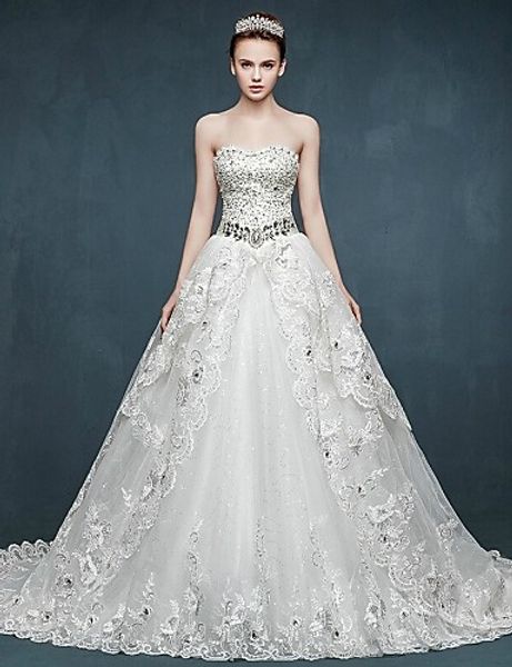 2016 new fashion elegant ball gown white chapel train sweetheart appliques crystal tulle wedding dresses 146
2016 new fashion elegant ball gown white chapel train sweetheart appliques crystal tulle wedding dresses 146