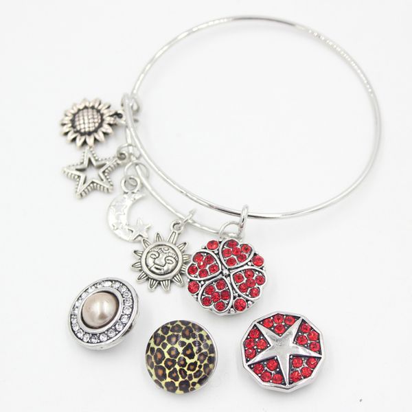 new arrival fashion diy interchangeable jewelry wire bangles sunflower star sun and moon charms snap bracelets for women jewelry, Golden;silver
new arrival fashion diy interchangeable jewelry wire bangles sunflower star sun and moon charms snap bracelets for women jewelry, Golden;silver