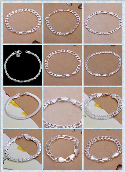 fashion bracelet men/boys 925 sterling silver jewelry curb/figaro chains mix 10 styles 10pcs/lot, Black
fashion bracelet men/boys 925 sterling silver jewelry curb/figaro chains mix 10 styles 10pcs/lot, Black