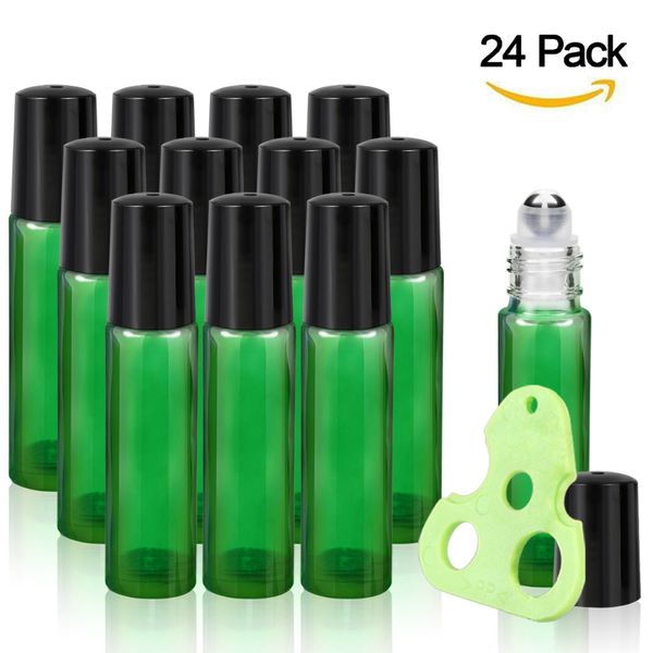 10ml roller bottles for essential oils 24 pack glass roll on bottles with metal roller balls,essential oils key tool (green
10ml roller bottles for essential oils 24 pack glass roll on bottles with metal roller balls,essential oils key tool (green