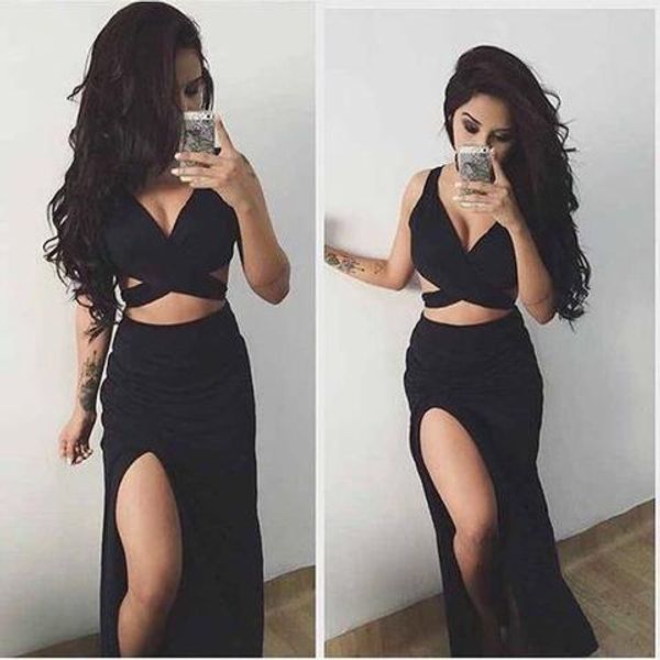 new arrival sleeveless 2 piece/two piece split side black prom dresses for women in stock under 100, Red
new arrival sleeveless 2 piece/two piece split side black prom dresses for women in stock under 100, Red