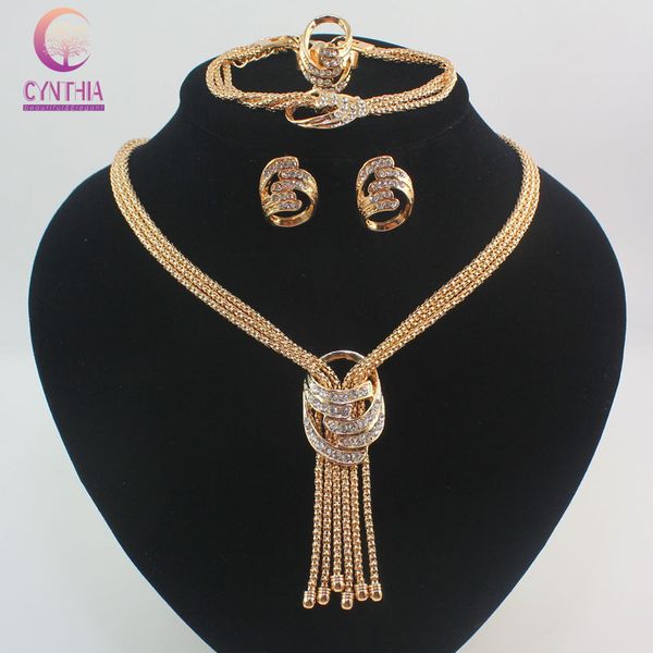 new design 18k gold plated crystal necklace bracelet earring wedding party gift bridal costume african jewelry sets, Black
new design 18k gold plated crystal necklace bracelet earring wedding party gift bridal costume african jewelry sets, Black