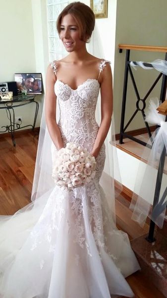 custom made lace applique spaghetti straps mermaid gorgeous wedding dresses court train long bridal gowns vintage vestidos plus size chic, White
custom made lace applique spaghetti straps mermaid gorgeous wedding dresses court train long bridal gowns vintage vestidos plus size chic, White