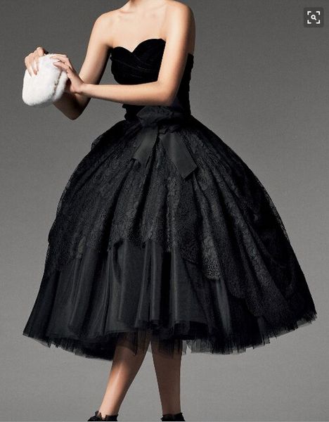 ball gown black lace evening dresses layered tea length prom dresses with sheath strapless velvet girl party gowns, Black;red
ball gown black lace evening dresses layered tea length prom dresses with sheath strapless velvet girl party gowns, Black;red