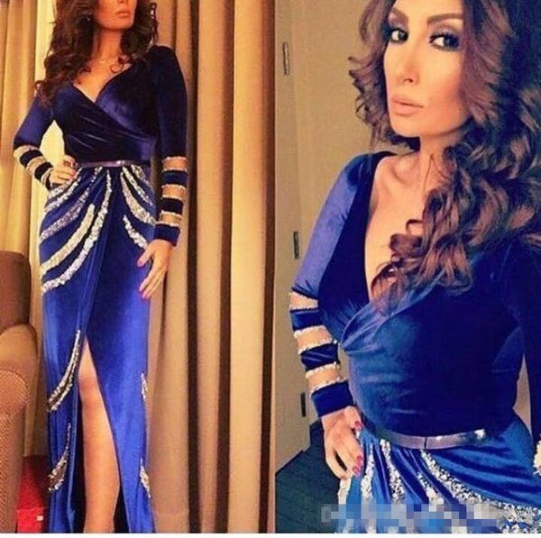 elegant formal long sleeves evening gowns vestidos de festa v neck split 2018 velvet blue party prom dress sheath gowns for pageant, Black
elegant formal long sleeves evening gowns vestidos de festa v neck split 2018 velvet blue party prom dress sheath gowns for pageant, Black
