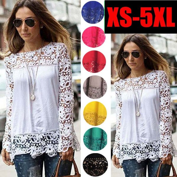 fashion autumn blouses and shirts o-neck long sleeve crochet large plus size casual women chiffon lace blouse t shirts b127, White
fashion autumn blouses and shirts o-neck long sleeve crochet large plus size casual women chiffon lace blouse t shirts b127, White